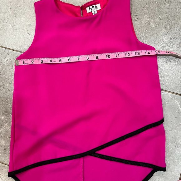 Mia girls fuchsia top, black trip, girls size M - Picture 4 of 5